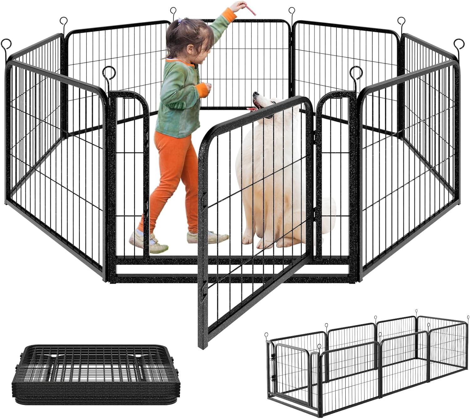 View of Puppy Playpen 8 Panels Small Dog Fence Outdoor Indoor Use 24