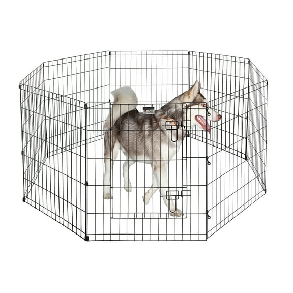 PETMAKER 8-Panel Foldable Dog Playpen with Gate for Small Animals (Black)
