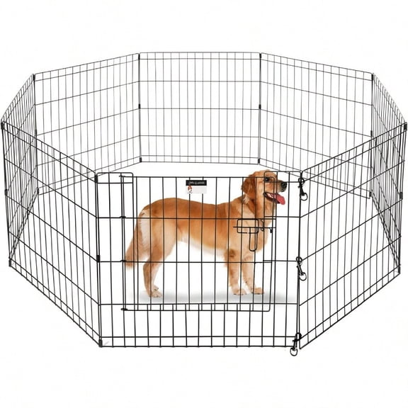 Puppy Playpen Foldable Metal Exercise Enclosure With Eight 24Inch Panels Indoor Outdoor Fence For Dogs Cats Or Small Animals By