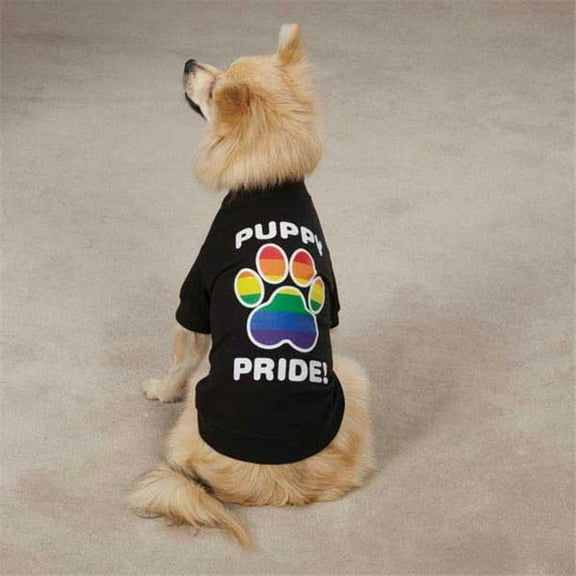 Puppy Pride Dog T-Shirt w/Rainbow Paw Logo Apparel Black XXS-XL