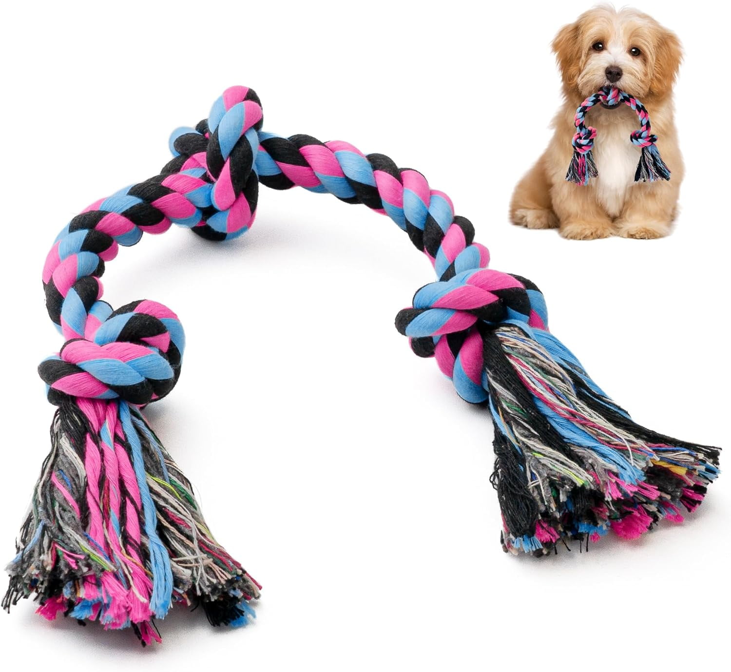 Puppy Rope Toy, Dog Rope Toy for Small Dogs, Puppy Teething Toys, Cotton Interactive Tug of War Dog Toy for Puppies Boredom, Dog Chew Toys for Aggressive Chewers Small Breed
