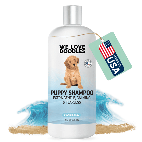 Puppy Shampoo & Conditioner | Made in USA | Clean Ingredients | Tear Free | Best Shampoo for Puppies | Sensitive & Itchy Skin Wash | Oatmeal Bathing | Tearless, Ocean Breeze, 8oz [We Love Doodles]