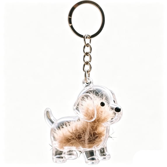 Puppy Shaped Pet Hair Storage Keychain Clear Capsule Fur Memorial Pendant Portable Remembrance Charm for Dog Owners