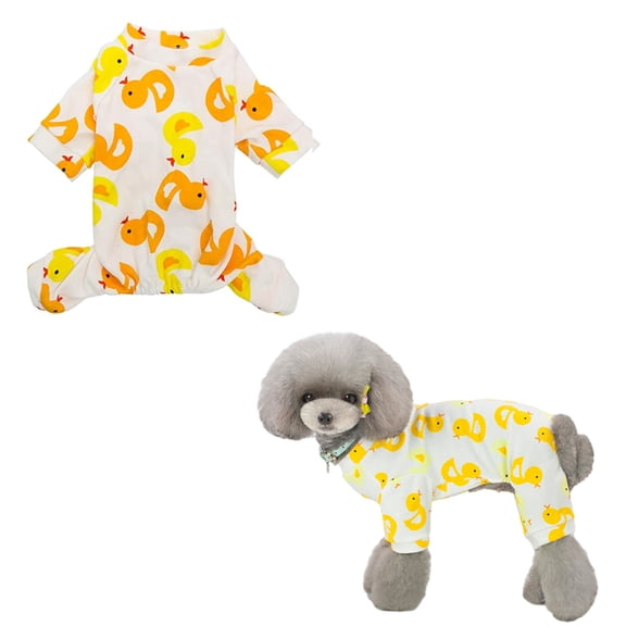 Puppy Soft Pajamas, Cotton Puppy Rompers, Pet Jumpsuits Cozy Bodysuits for Small Dogs and Cats(Yellow duck) - M