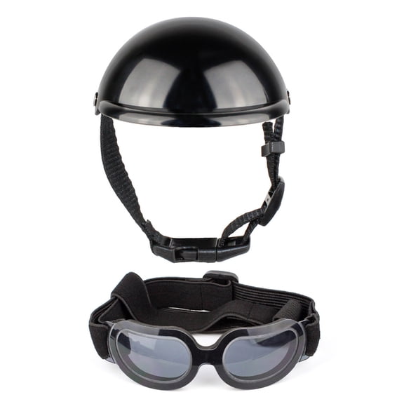 Puppy Sunglasses+Helmet Set Dog Helmet with Ear Hole Cool Helmet for Bike