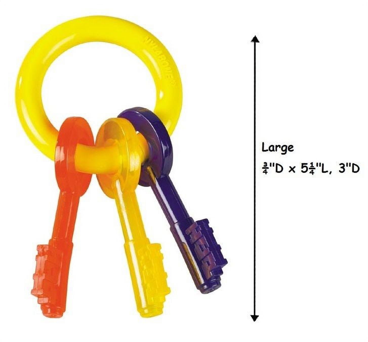 Puppy Teething Toy Key Ring Colorful Safe For Puppies Dogs to Chew - Choose Size (Large)