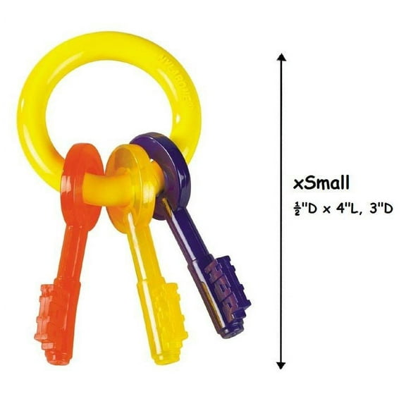 Puppy Teething Toy Key Ring Colorful Safe For Puppies Dogs to Chew - Choose Size (xSmall)