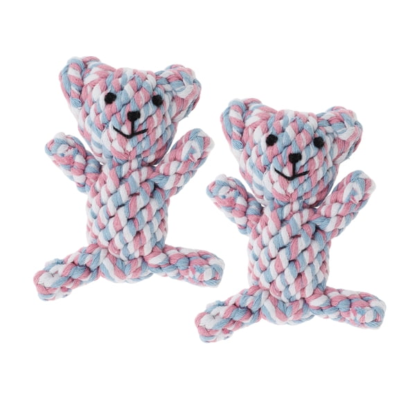 Unique Bargains Puppy Teethings Chewer Bear Shape Dog Chew Rope Braided Cotton Teeth Cleaning Rope Assorted Color Bear Shape Assorted Color 2 Pcs