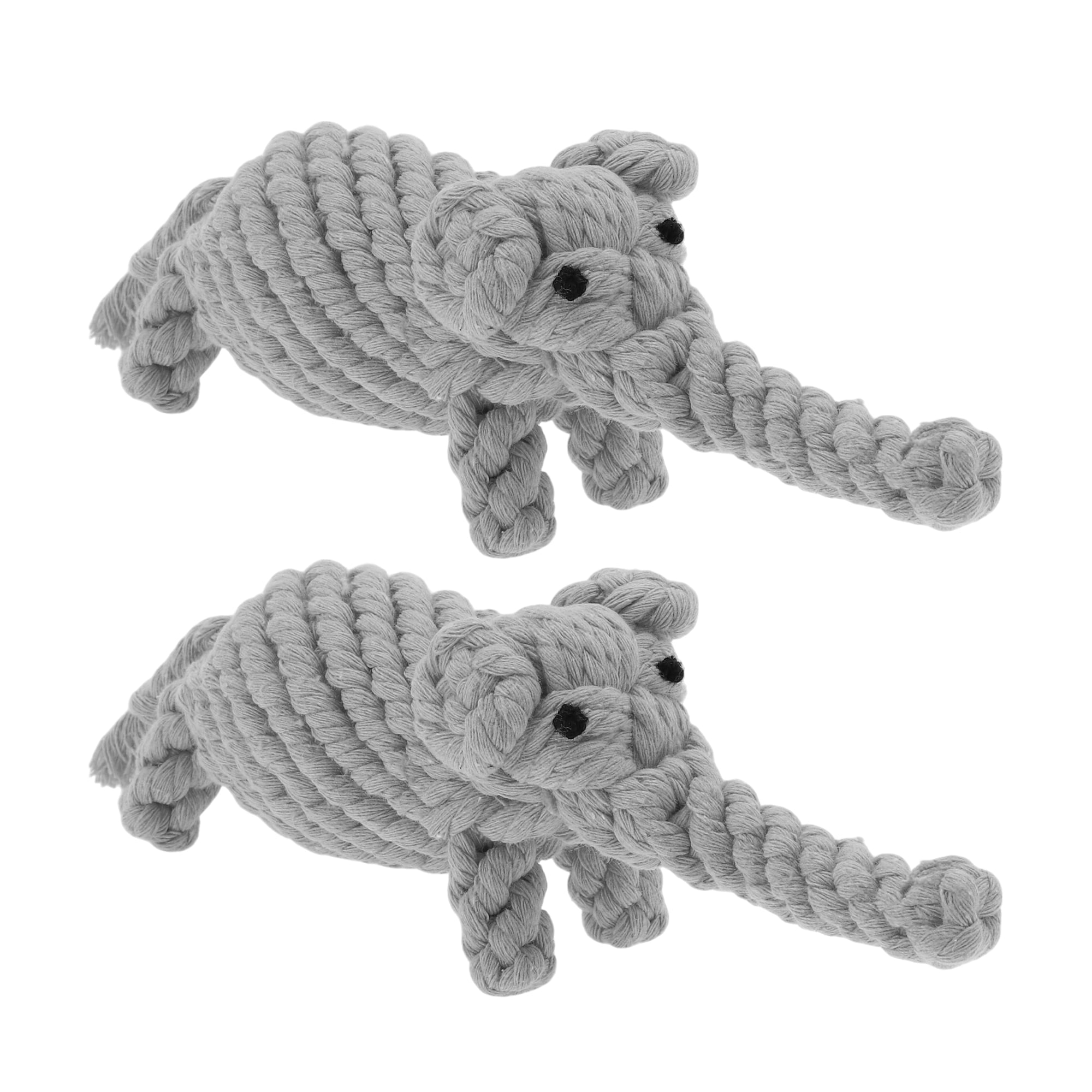 Unique Bargains Puppy Teethings Chewer Bear Shape Dog Chew Rope Braided Cotton Teeth Cleaning Rope Assorted Color Elephant Shape Gray 2 Pcs