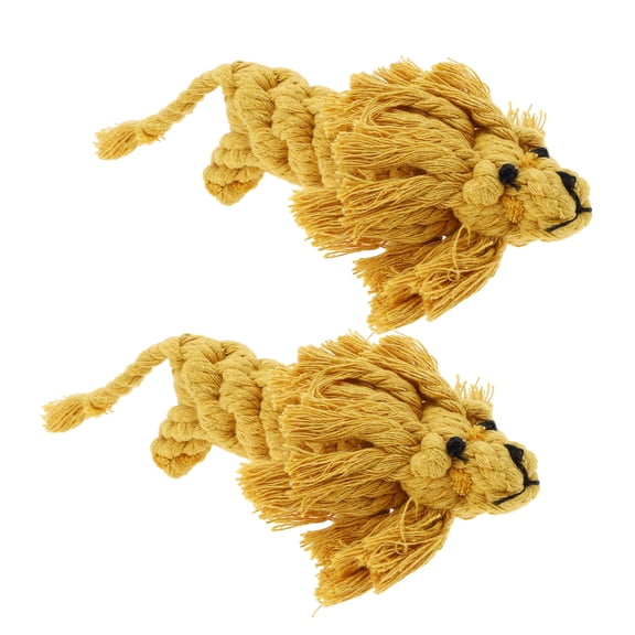 Unique Bargains Puppy Teethings Chewer Bear Shape Dog Chew Rope Braided Cotton Teeth Cleaning Rope Assorted Color Lion Shape Yellow 2 Pcs