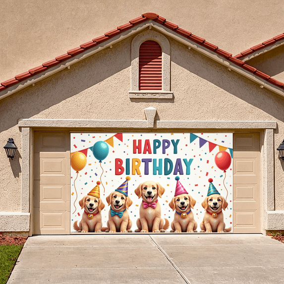 Puppy Theme Banner Decorative Balloons Colorful Confetti for Kids Party Celebration Indoor Decoration