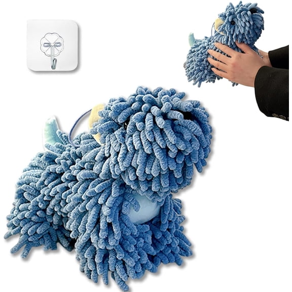 Puppy-Themed Chenille Hand Towel, Absorbent, Quick-Drying, Hanging Loop, for Bathroom Kitchen
