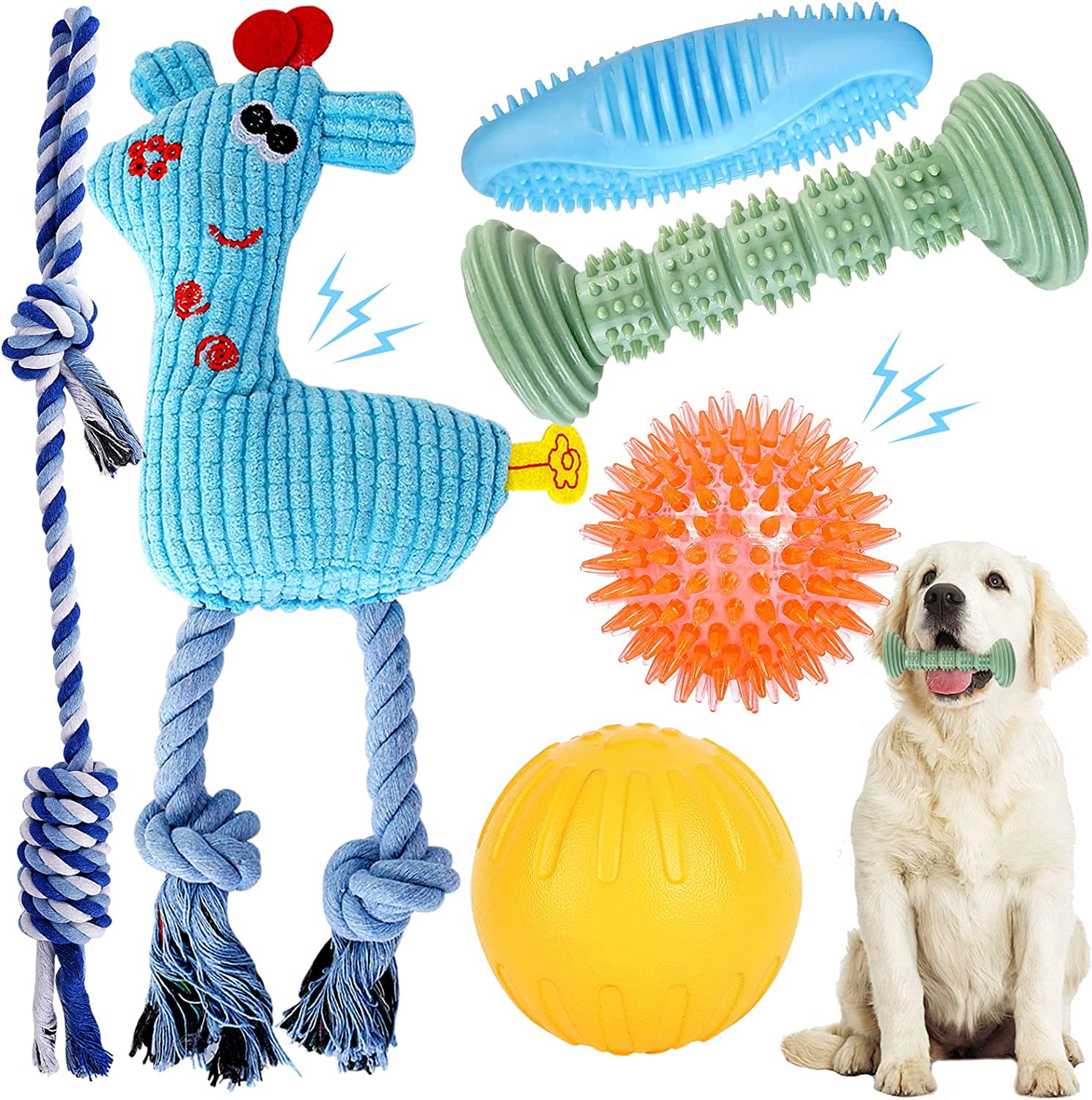 Puppy Toy for Teething Soft & Durable 6-pack Dog Chew Squeaky Toys for ...