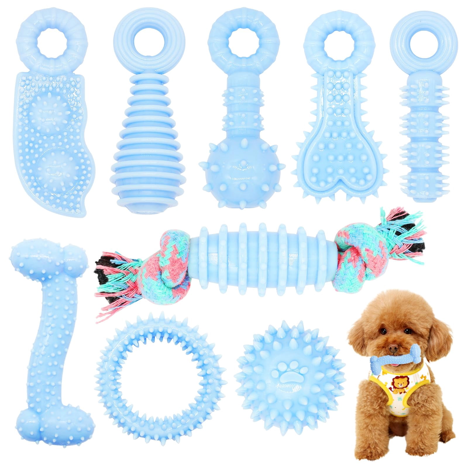 Puppy Toys, 6 Pack Dog Chew Toys for Puppy, Cute Pink Small Dog Toys, Teething Toys for Puppies, Soft Durable Interactive Chew Toy for Small Dogs