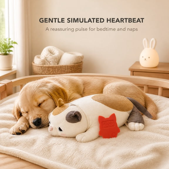 FULED Ragdoll Cat Heartbeat Plush Dog Toy, Soft Puppy Sleep Pillow