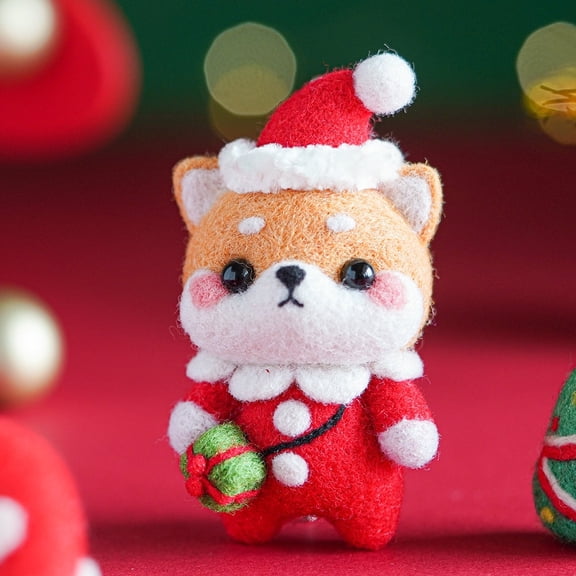 Wizardi Beginner Needle Felting Kit for Adults - Puppy in Christmas Costume. Animal Felting Kit 6.8x4.5x4cm. Felting Tools. Wool Felting Supplies. Felt Crafts. Wool Felt. F07N8-W151