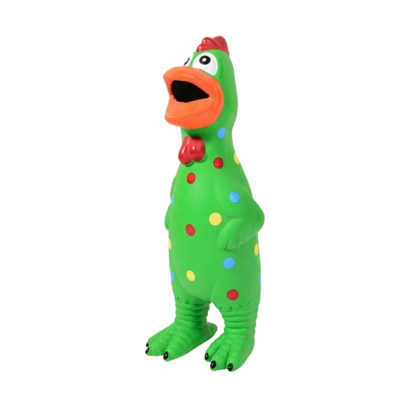 Puppy interactive toys, Dog toy Squeakers, 13 in Standing Latex Chicken, Multicolor Spots, Rubber Dog toys, Stress Relief, Green, Pet Dog Supplies, 1 Pc