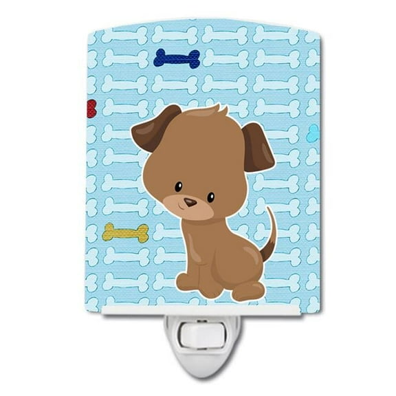 Puppy on Blue Bones Ceramic Night Light