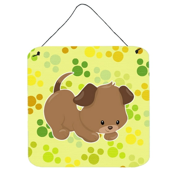 Puppy on Green Pawprints Wall or Door Hanging Prints