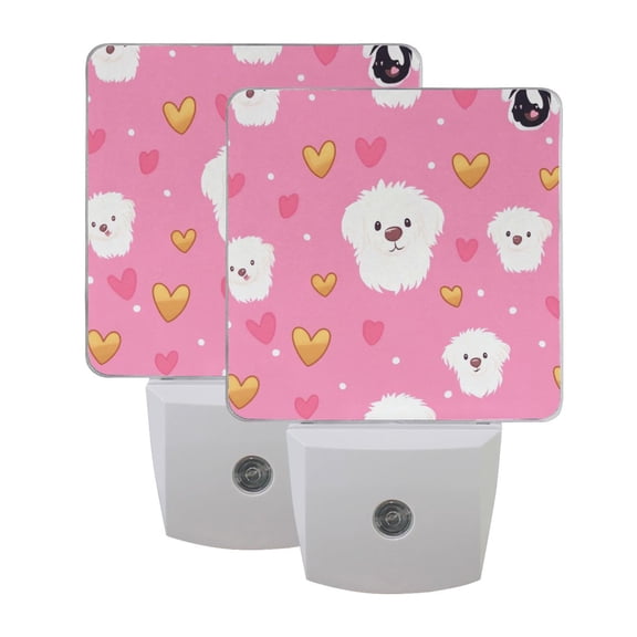Puppy with Cute Heart LED Night Light with Smart Sensor Plug Into Wall Dusk to Dawn 2 packs