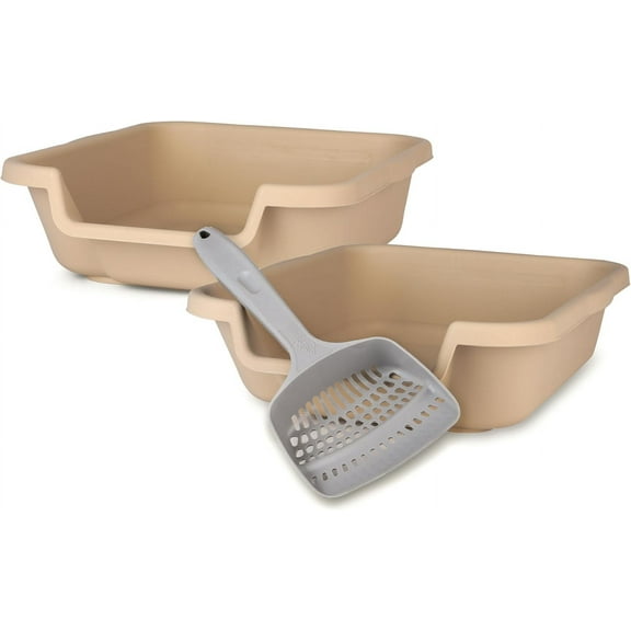 PuppyGoHere Dog Litter Box, Durable & Pet Safe litter box for indoor dog training. for Dogs up to 6 lbs - Set of 2 Puppy Pans Small Size, Sand Color Training Guide & 1 USA MADE Scoop worth $12.95