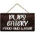 Feed Storage Signage Pups Eatery Food and Water Wooden Wall Decor 12 x 8 Inch - Dog Owner‘S ...