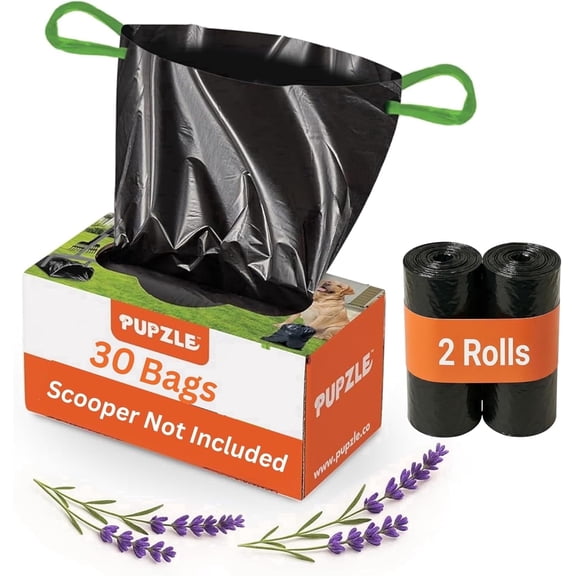 Pupzle Pooper Scooper Bags 2.0 For Side Clips, 30 Pupzle Replacement Bags, Swivel Bin Waste Bag Dog Poop, Refills for Pooper Scooper with Bag Attachment