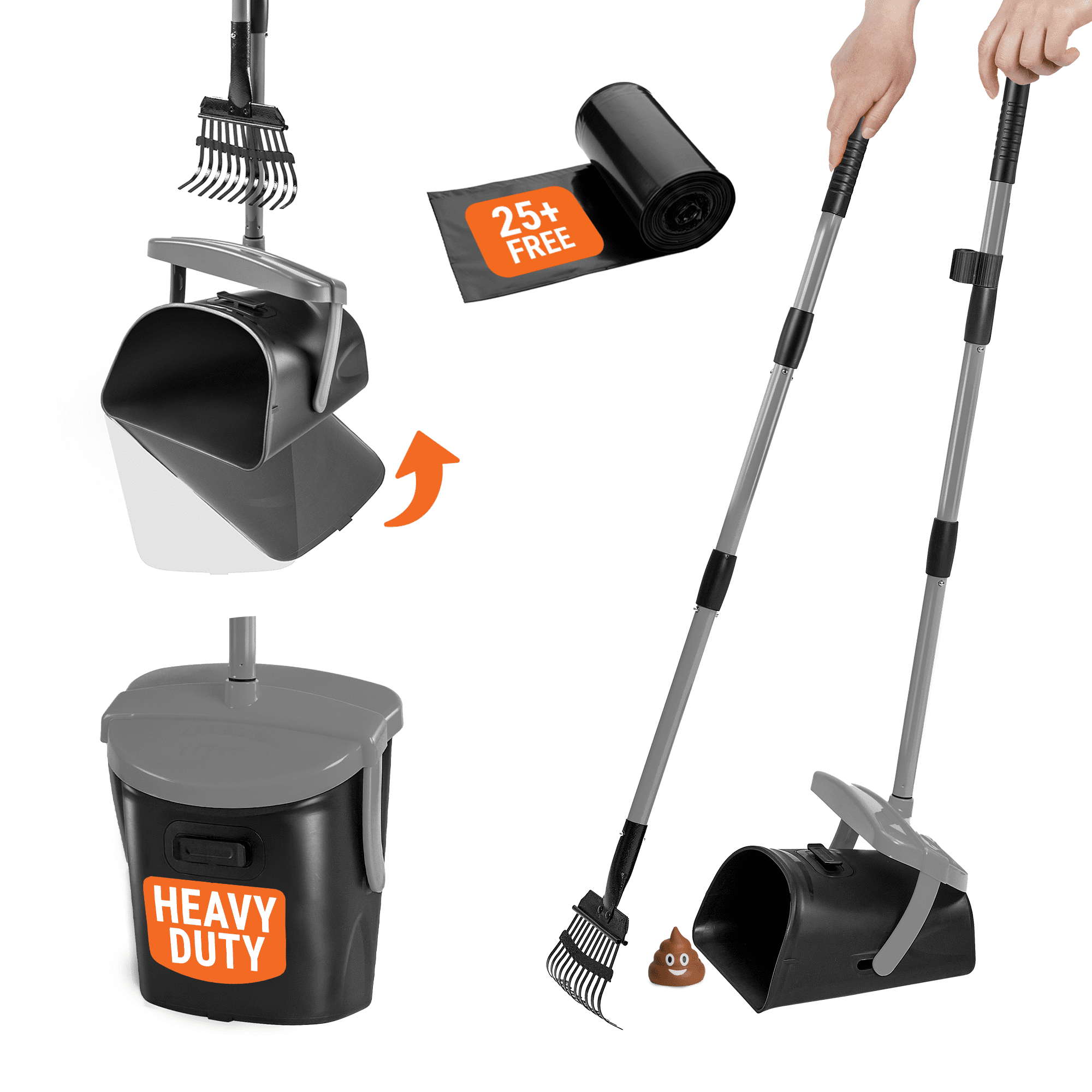 Pupzle Dog Pooper Scooper for Large Dogs with Poop Rake, Heavy Duty