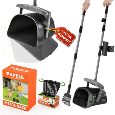 Pupzle Dog Pooper Scooper with Bag Attachment, Heavy Duty for Large Dogs