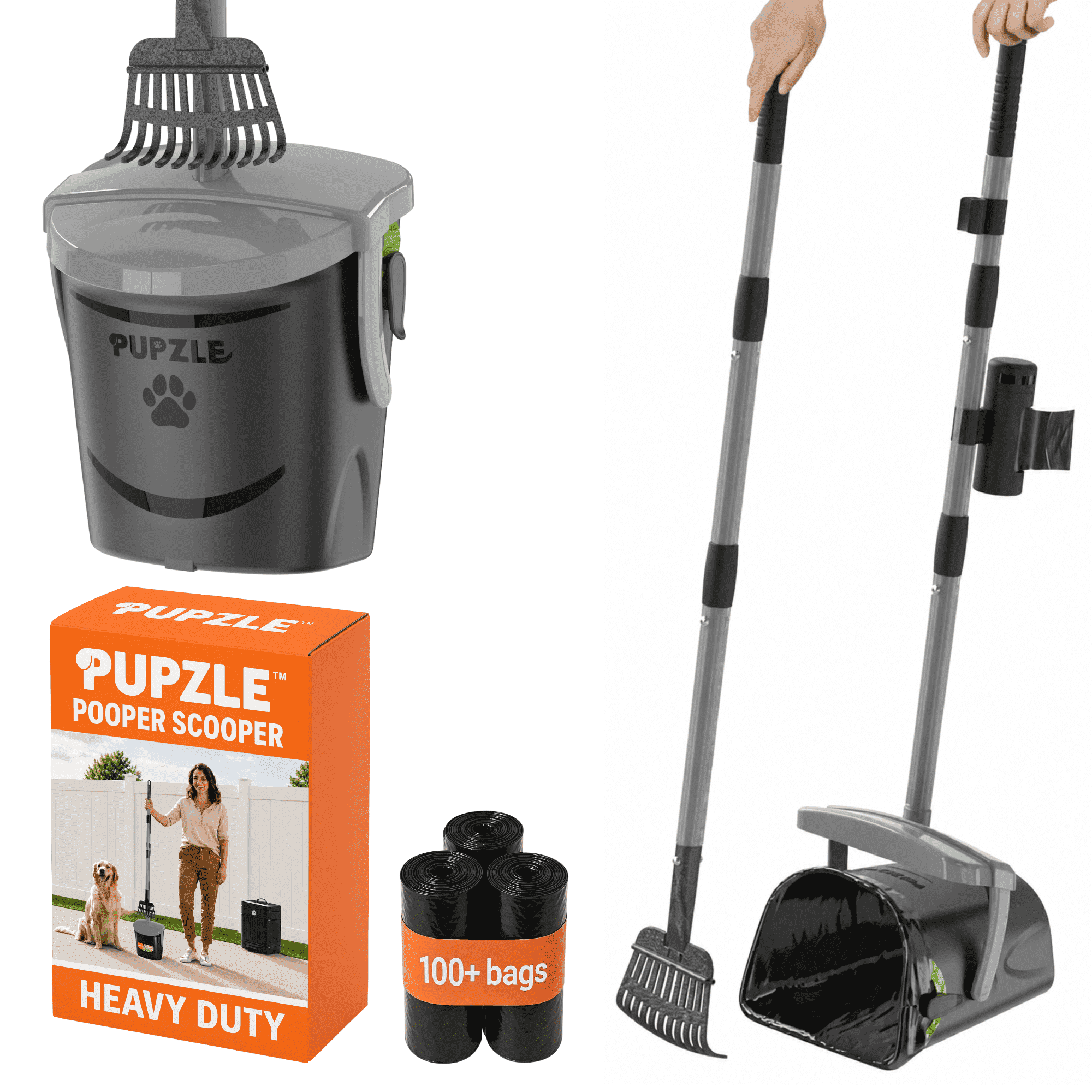 Pupzle Dog Pooper Scooper Heavy Duty Large Dog Yard Cleanup with