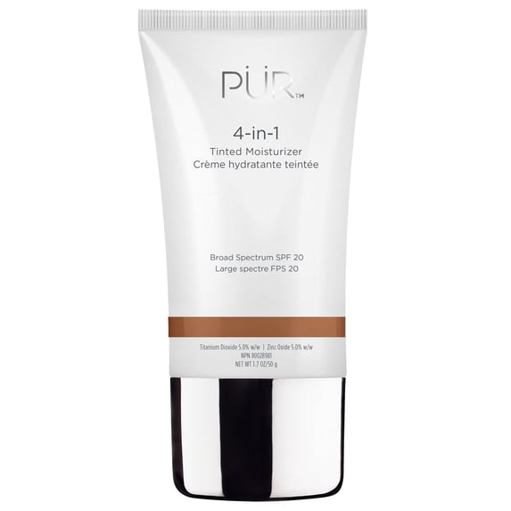 PÜR MINERALS 4-in-1 Tinted Moisturizer With SPF 20 - Hydrating Face Moisturizer, Primer, & Foundation With Shea Butter, Aloe Vera & Vitamin B3 - Vegan Friendly - Free of Paraben, Gluten & BPA , Dark
