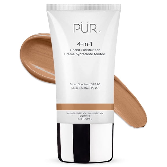 PÜR MINERALS 4-in-1 Tinted Moisturizer With SPF 20 - Hydrating Face Moisturizer, Primer, & Foundation With Shea Butter, Aloe Vera & Vitamin B3 - Vegan Friendly - Free of Paraben, Gluten & BPA
