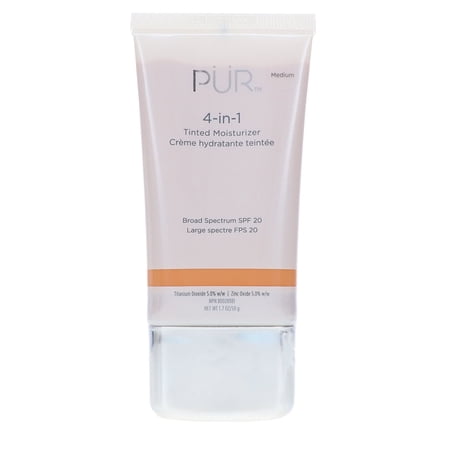 PÜR MINERALS 4-in-1 Tinted Moisturizer With SPF 20 - Hydrating Face Moisturizer, Primer, & Foundation With Shea Butter, Aloe Vera & Vitamin B3 - Vegan Friendly - Free of Paraben, Gluten & BPA , Medium
