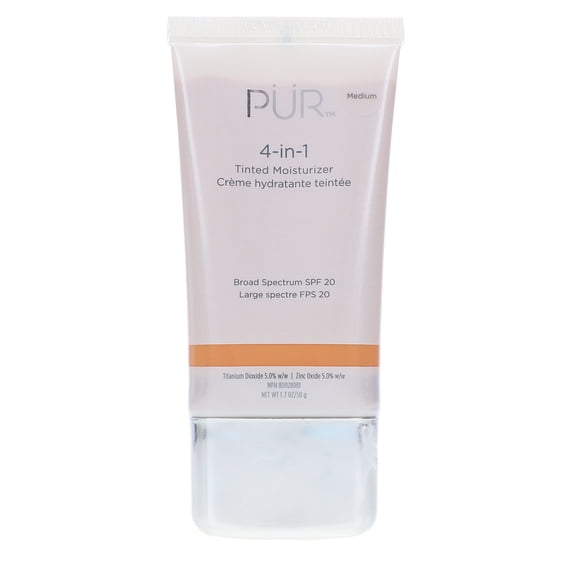 PÜR MINERALS 4-in-1 Tinted Moisturizer With SPF 20 - Hydrating Face Moisturizer, Primer, & Foundation With Shea Butter, Aloe Vera & Vitamin B3 - Vegan Friendly - Free of Paraben, Gluten & BPA , Medium