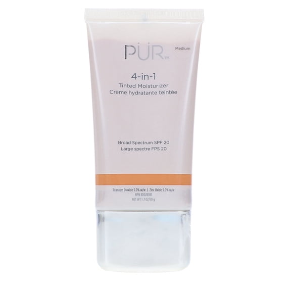PÜR MINERALS 4-in-1 Tinted Moisturizer With SPF 20 - Hydrating Face Moisturizer, Primer, & Foundation, Medium