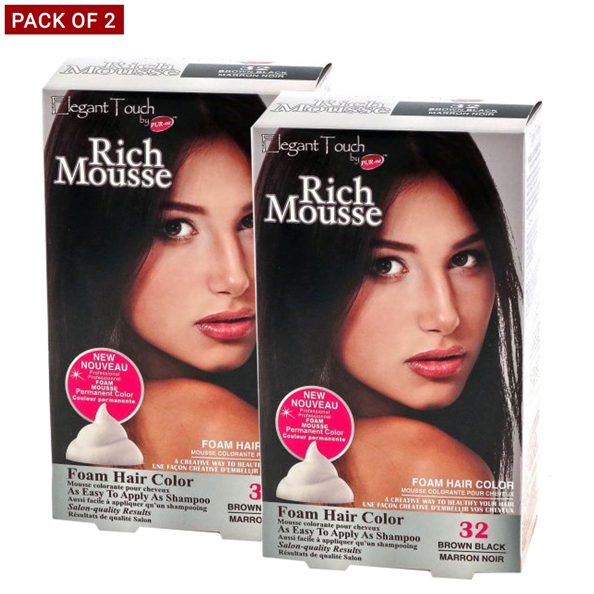 PurEst Rich Mousse Foam Hair Color, Brown Black 32, 0.18kg Pack of