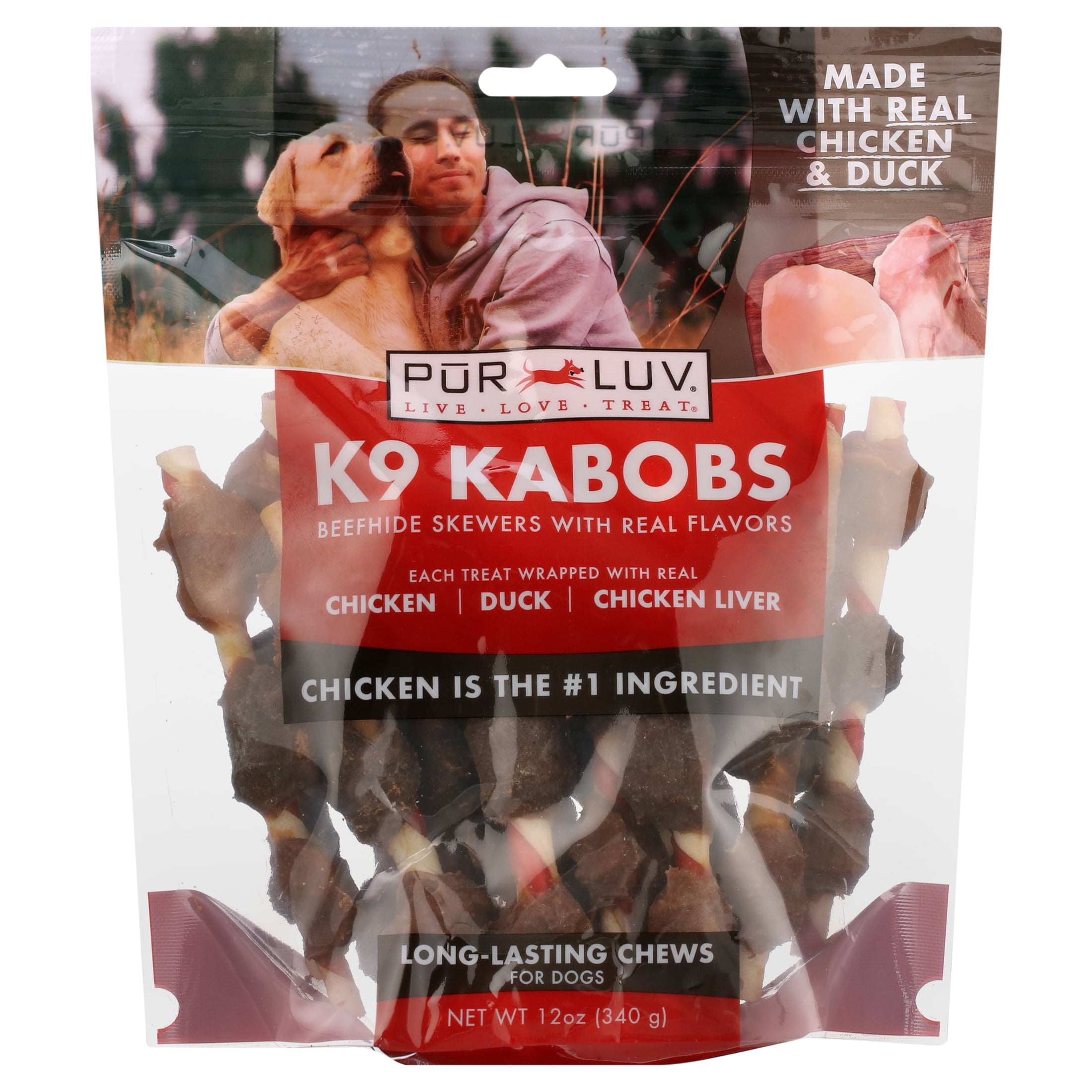 Pur Luv K9 Kabob High Quality Stick Treats, Chicken & Duck, 12 oz