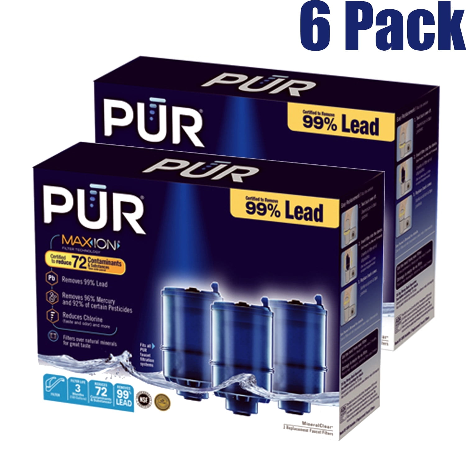 Pur® RF9999 Water Filter Replacement (6 Pack) Compatible with Pur
