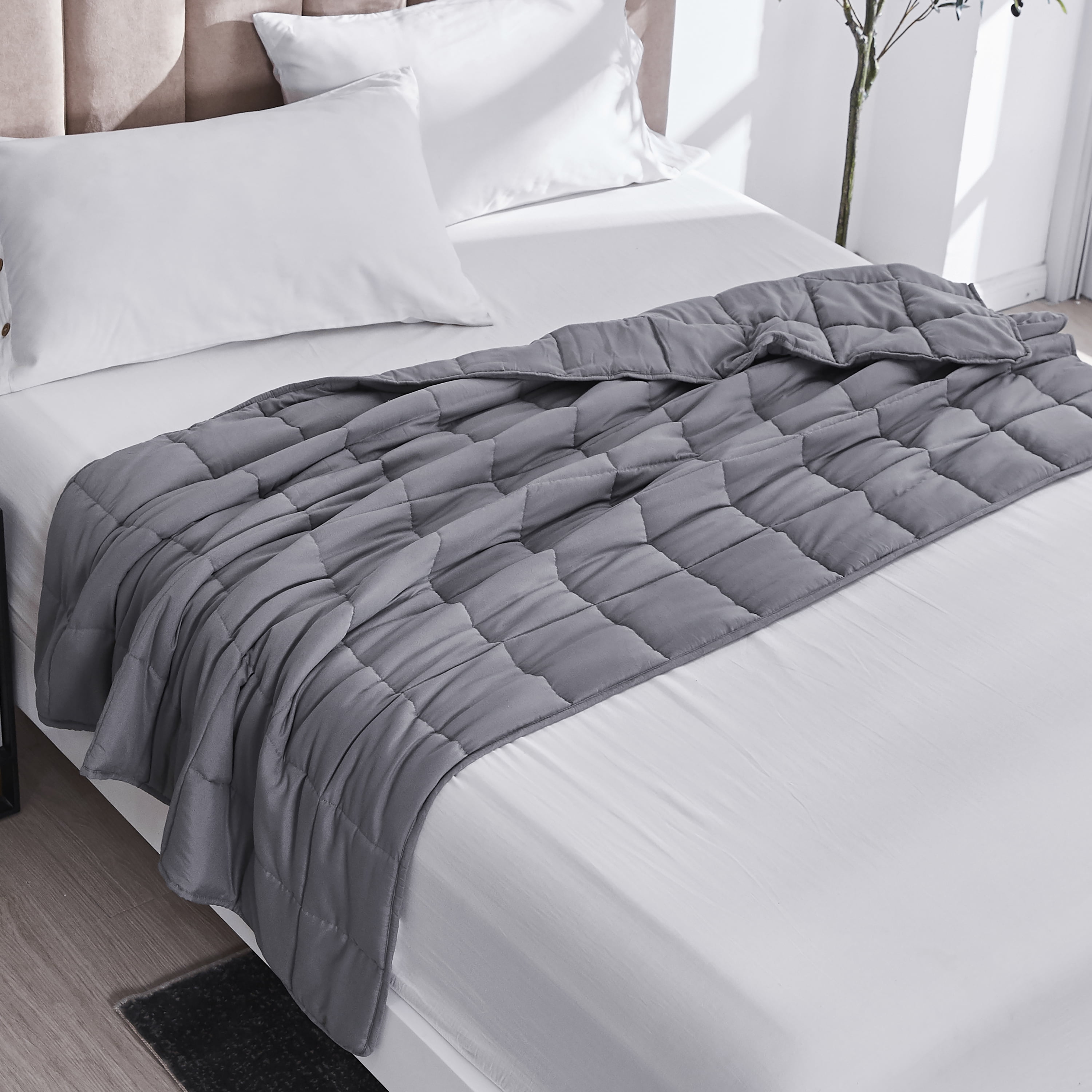 Pur Serenity Grey 12 lbs Microfiber Weighted Blanket 48"x72"