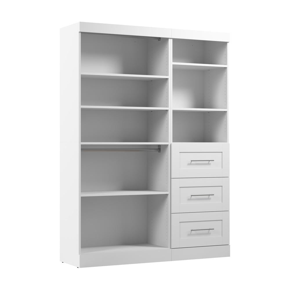 White 61" Closet Organizer System with Drawers and Shelves