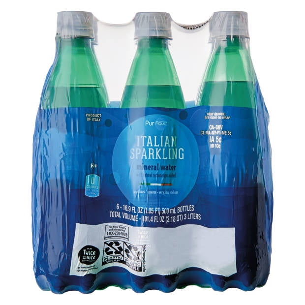 PurAqua Italian Sparkling Mineral Water 6 pack, 16.9 fl oz Bottles