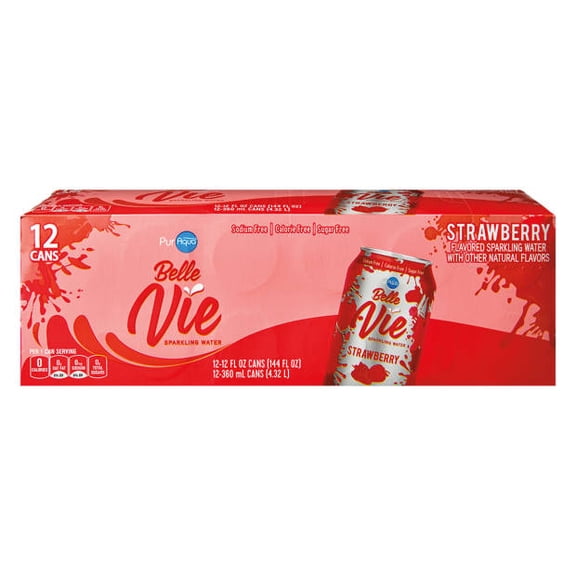 PurAqua Strawberry Belle Vie Sparkling Flavored Water - 12 pack, 12 fl oz