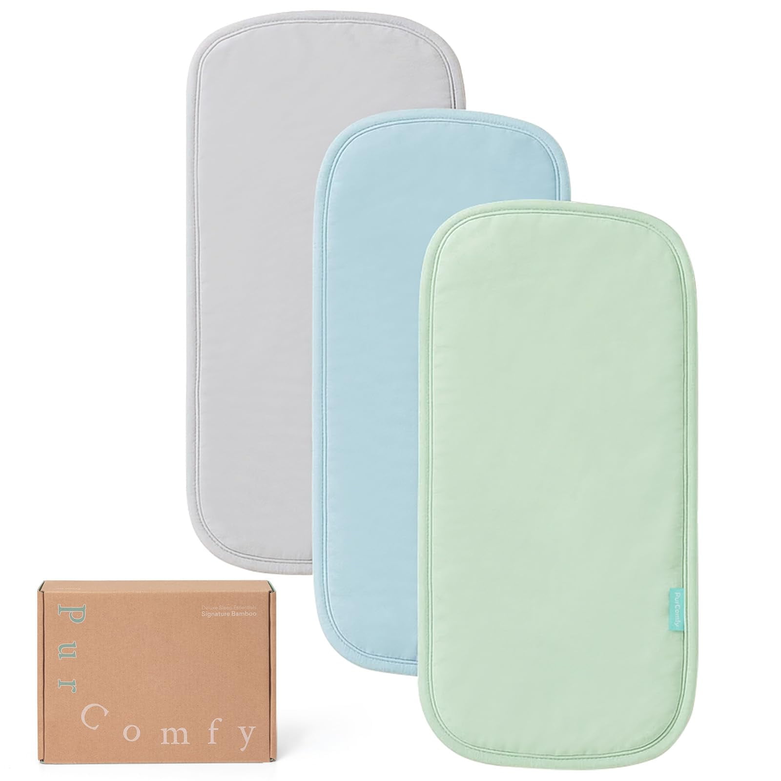 PurComfy SuperSoft Burp Cloths, Premium Bamboo Viscose Baby Burp Cloths, Absorbent & Skin-Friendly, Large 21” x 10”, Unisex Baby Essentials for Feeding, Spit-Up & Baby Shower Gift, 3-Pack