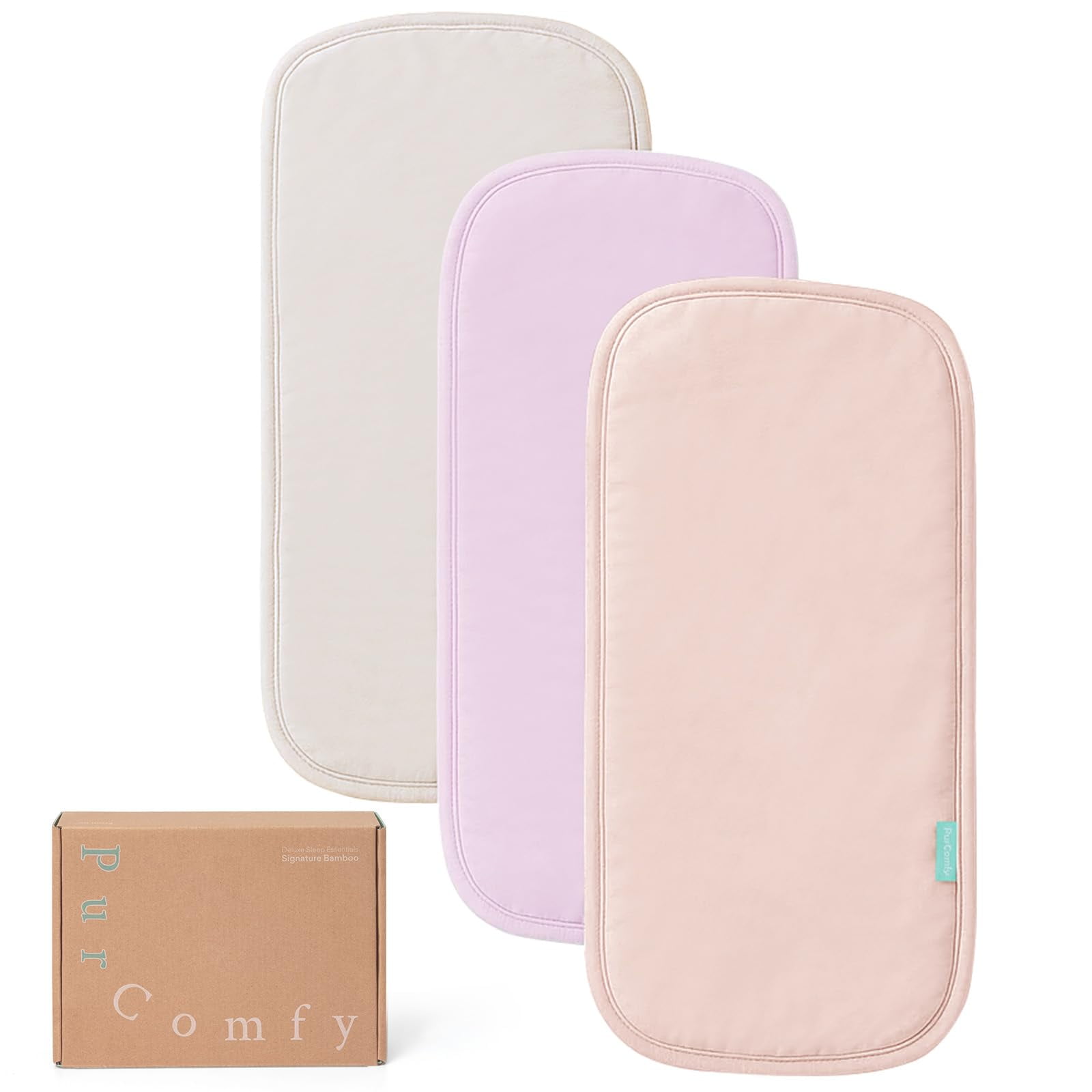PurComfy SuperSoft Burp Cloths, Premium Bamboo Viscose Baby Burp Cloths, Absorbent & Skin-Friendly, Large 21” x 10”, Unisex Baby Essentials for Feeding, Spit-Up & Baby Shower Gift, 3-Pack