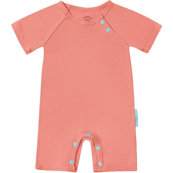 PurComfy SuperSoft Short Sleeve Baby Romper, Unisex Bamboo Viscose One-piece Summer Pajamas, Boy Girl Footless Jumpsuit Snap Closure 2T, Coral
