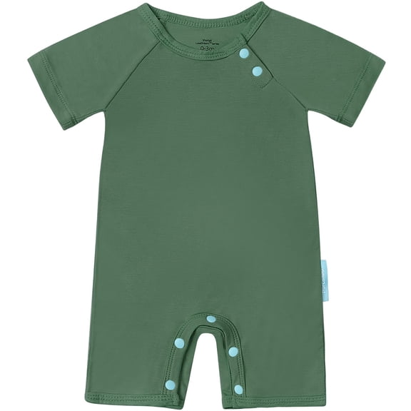 PurComfy SuperSoft Short Sleeve Baby Romper, Unisex Bamboo Viscose One-piece Summer Pajamas, Boy Girl Footless Jumpsuit Snap Closure 2T, Forest