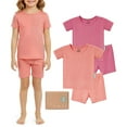 thumbnail image 1 of PurComfy SuperSoft Short Sleeve Toddler Pajama Set, 4-Piece Bamboo Viscose Unisex Sleepwear, Baby Boys Girls Sung Fit Summer Clothes, 1 of 9