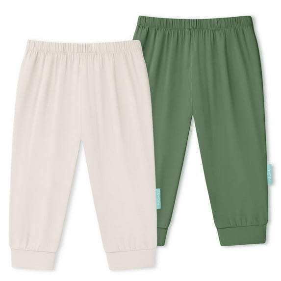 PurComfy Supersoft Baby Pants, 2-Pack Premium Bamboo Viscose Jogger Pants, Elastic Waist, Unisex 0-24 Months