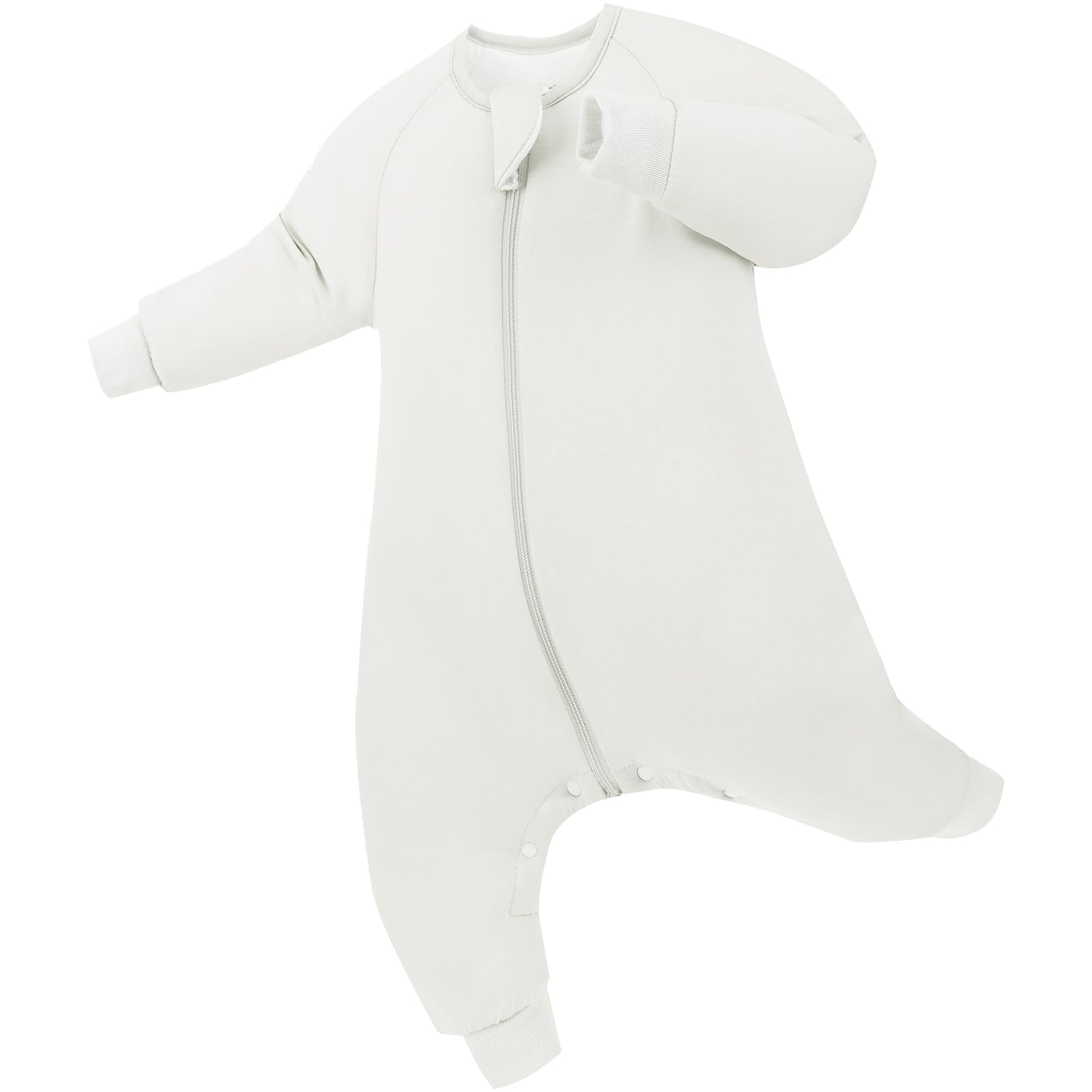 PurComfy Supersoft Baby Safe Sleep Sleepsuit, Zipper + Snap for Easy Diaper Changes 2T-4T, Cream