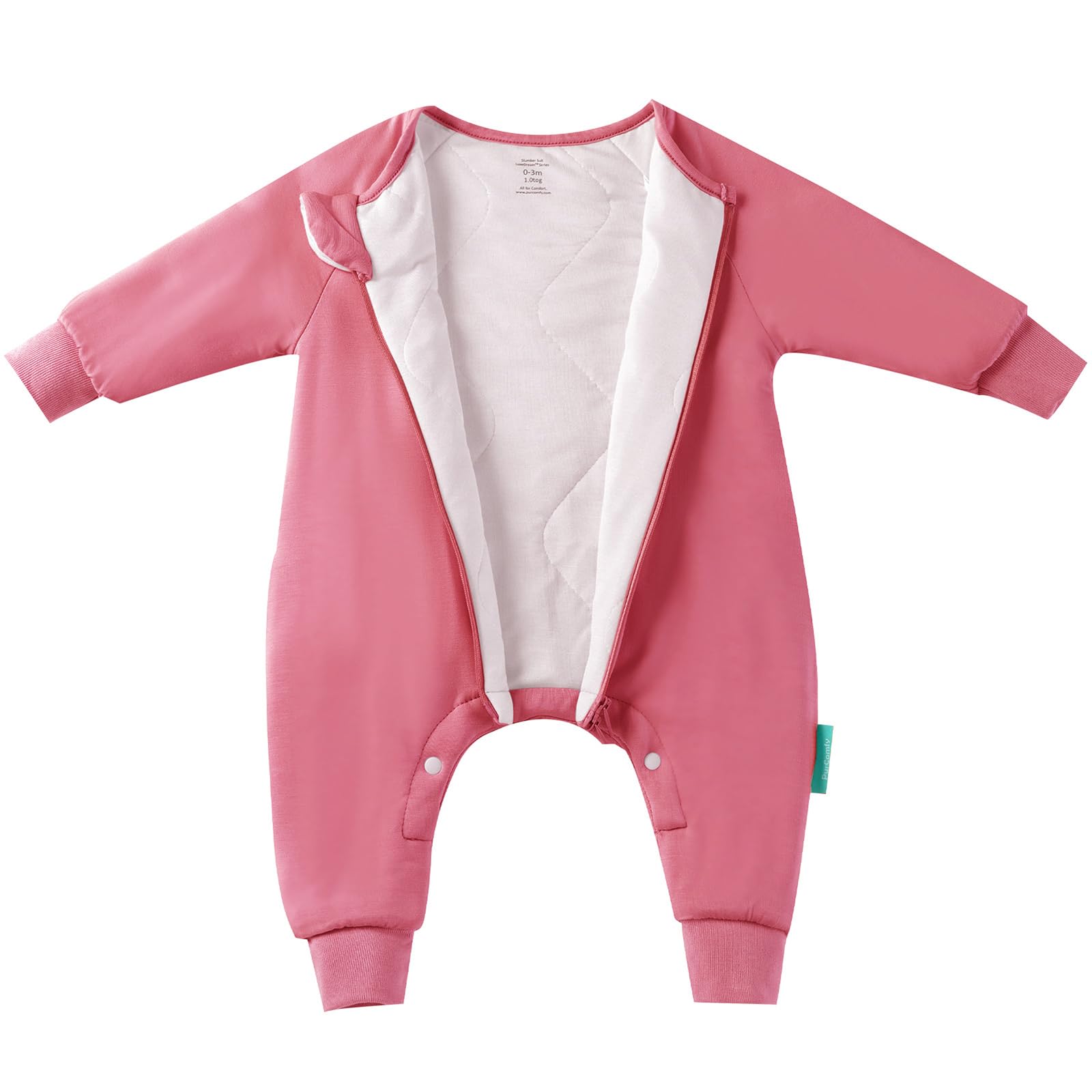 PurComfy Supersoft Baby Safe Sleep Sleepsuit, Zipper + Snap for Easy Diaper Changes 3-6 Months, Berry